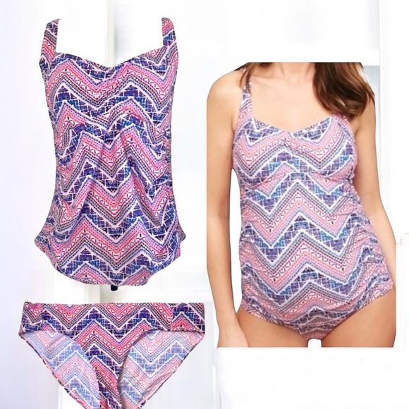 Beach Bump by Motherhood Maternity Chevron 2-Piece Tankini Bathing Suit - Picture 3 of 15